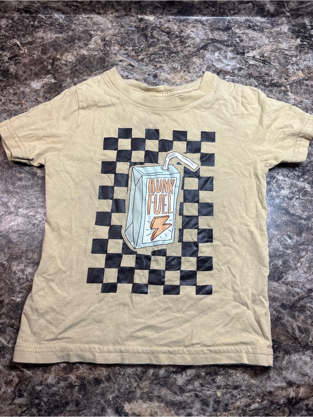 Kids' Cream Graphic Tee with Checkerboard Fuel Carton